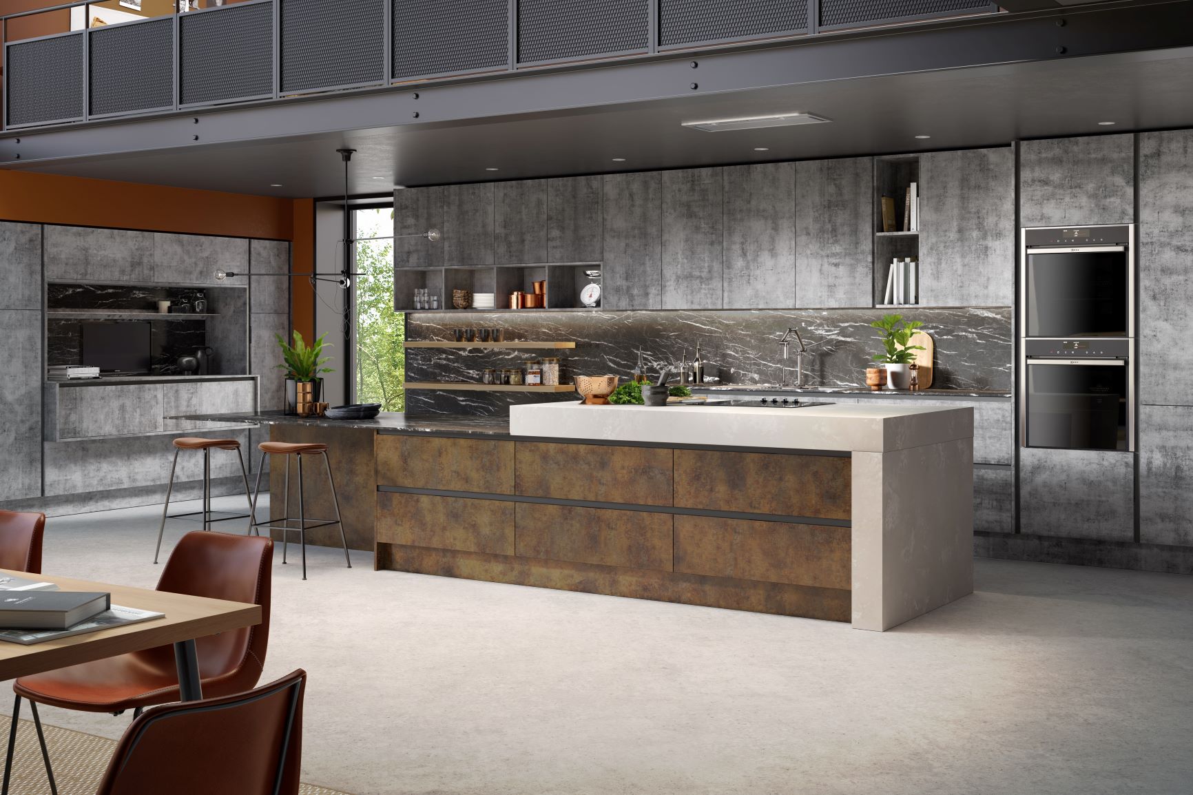 Mackintosh Inset Chic Copper |& Linear Bellato Grey Kitchen