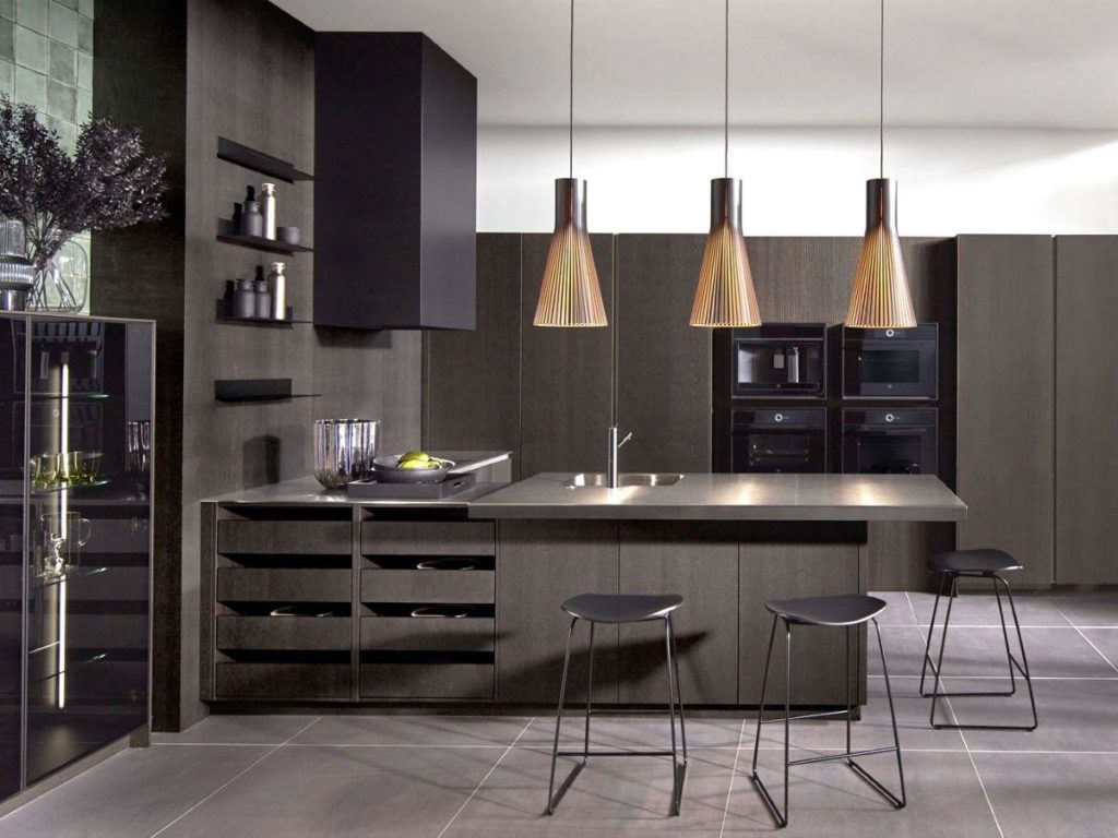 Pronorm Dark Bespoke German Handleless Kitchen with kitchen island